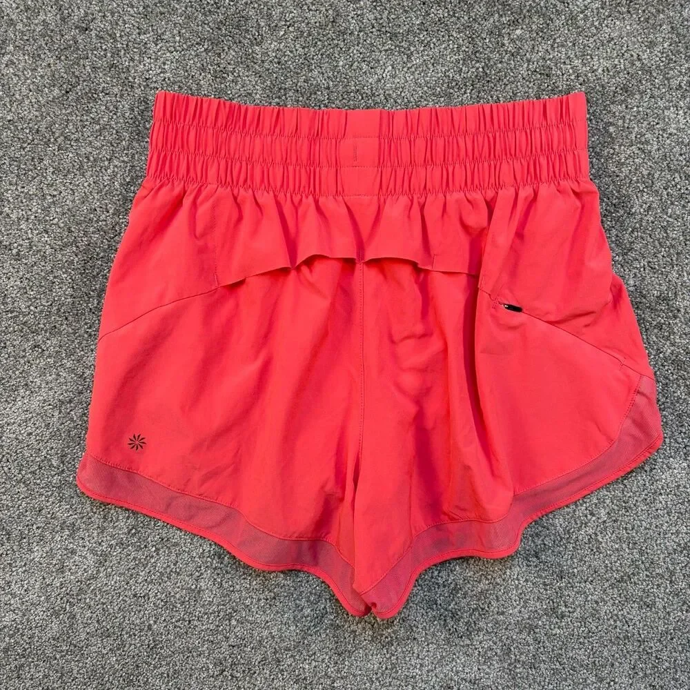 Athleta Shorts Womens Small Peach High Rise Mesh Racer Run 3 Inch Athletic